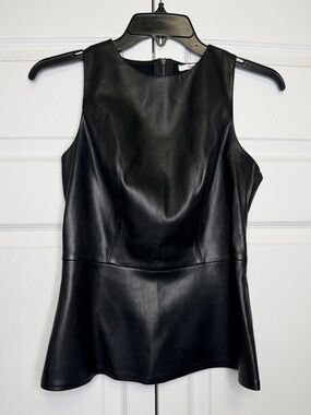 Bar III Black Faux Leather Sleeveless Top